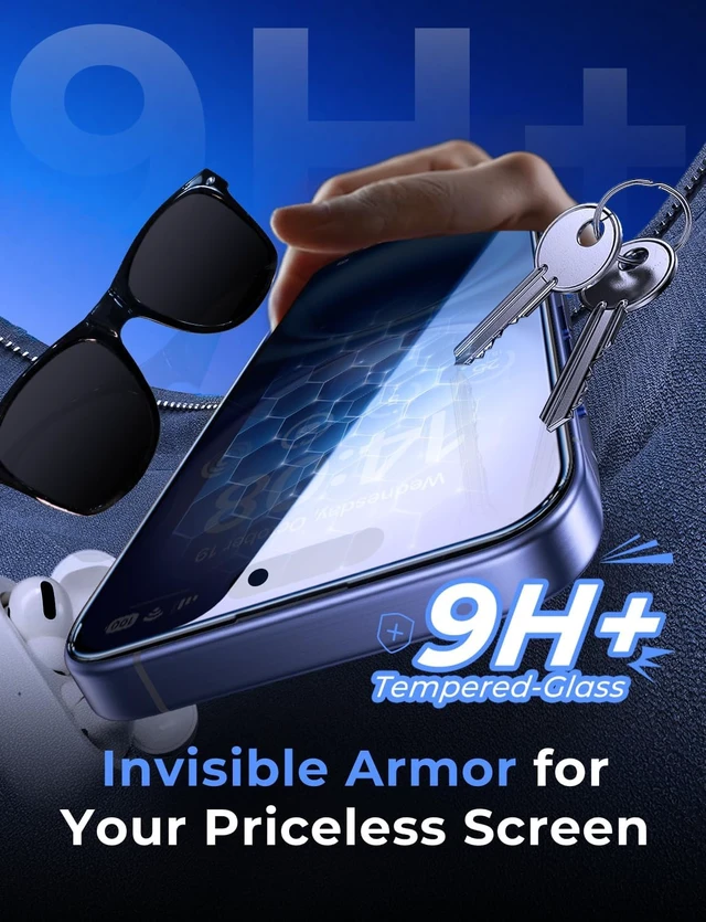 Alt view image 5 of 7 - for iPhone 16 Privacy Tempered Glass Screen Protector Anti-peek