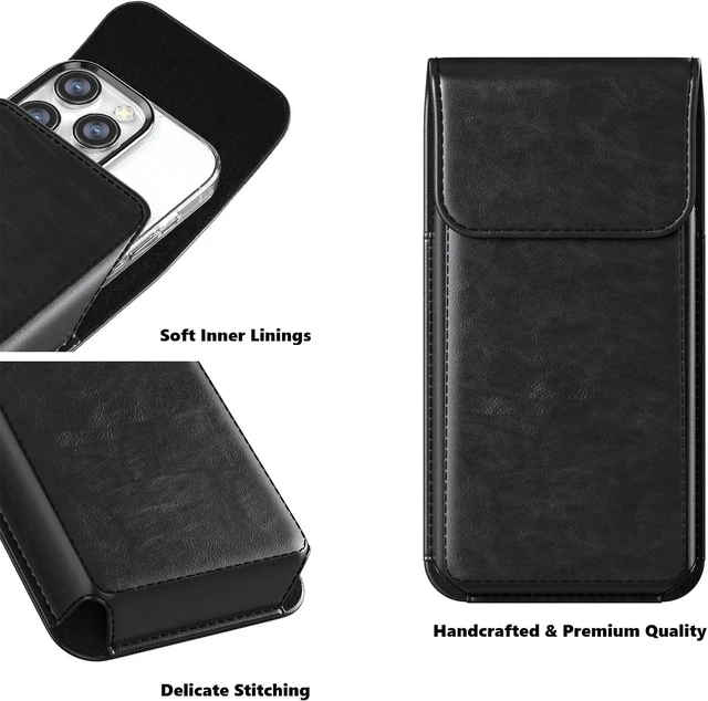 Alt view image 5 of 6 - Magnetic Closure Holster for Galaxy A17 A16 A15 A14 A37 A36 A35 A32 A73 5G A72 A71 A57 A56 A55 A54 XCover6 Pro Edge Moto G G22 G84 (Fits Regular Case) (Black)
