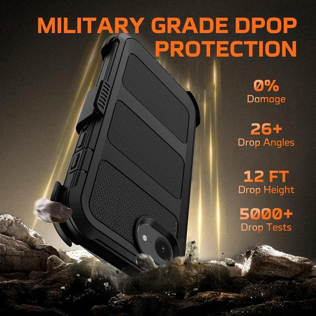 Alt view image 3 of 7 - for iPhone 16E Case with Belt Clip Holster Anti-Drop Shockproof (Black)