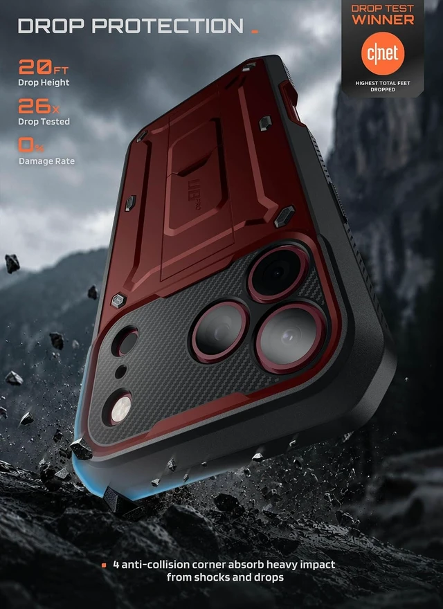 Alt view image 3 of 7 - for iPhone 18 Pro Case / 17 Pro Case with Belt Clip Burgundy