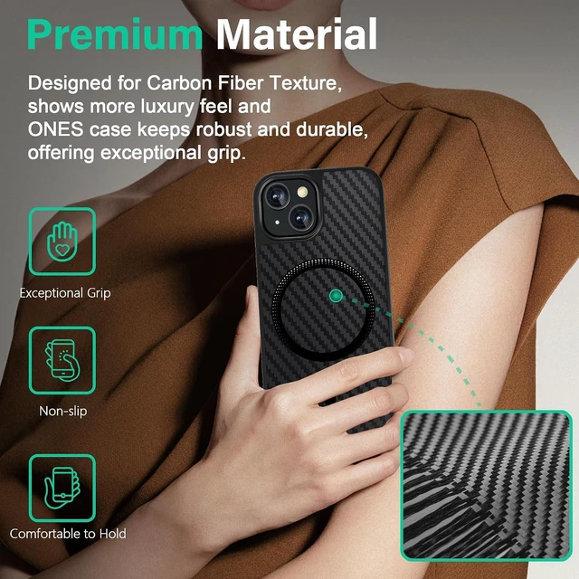 Alt view image 2 of 7 - Carbon Fiber Texture Compatible with Magsafe Case for iPhone 15 Military Grade Drop Protection Shockproof Anti-Yellowing Anti-Fingerprint Anti-Scratch Phone Cover
