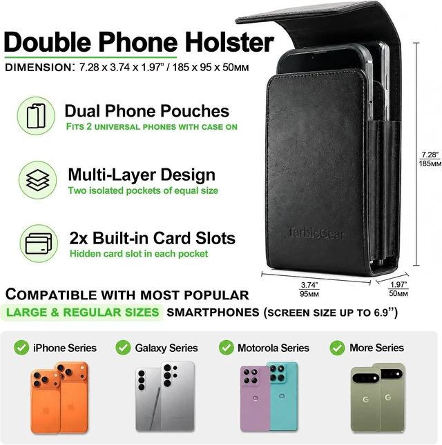 Alt view image 2 of 7 - Dual Phone Case for Two Phones Double Phone Holster