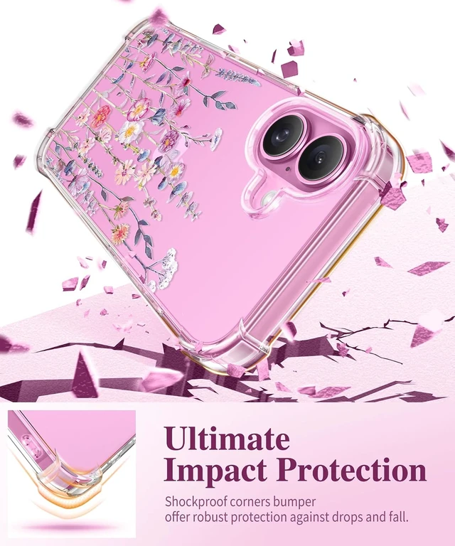 Alt view image 4 of 7 - for iPhone 16 Case Floral Screen Protector & Camera Lens Protector