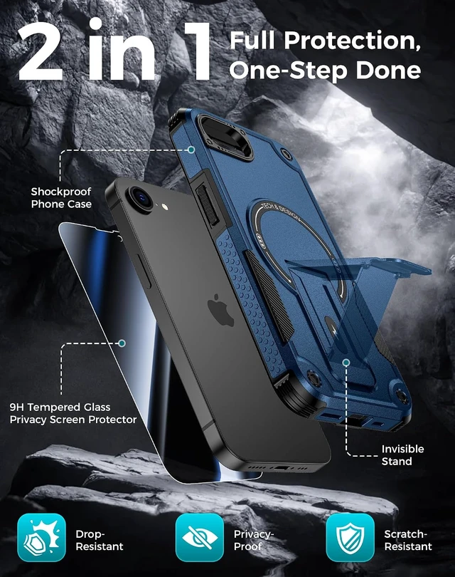 Alt view image 3 of 7 - for iPhone 17e/16e Case with Privacy Tempered Glass Screen Protector