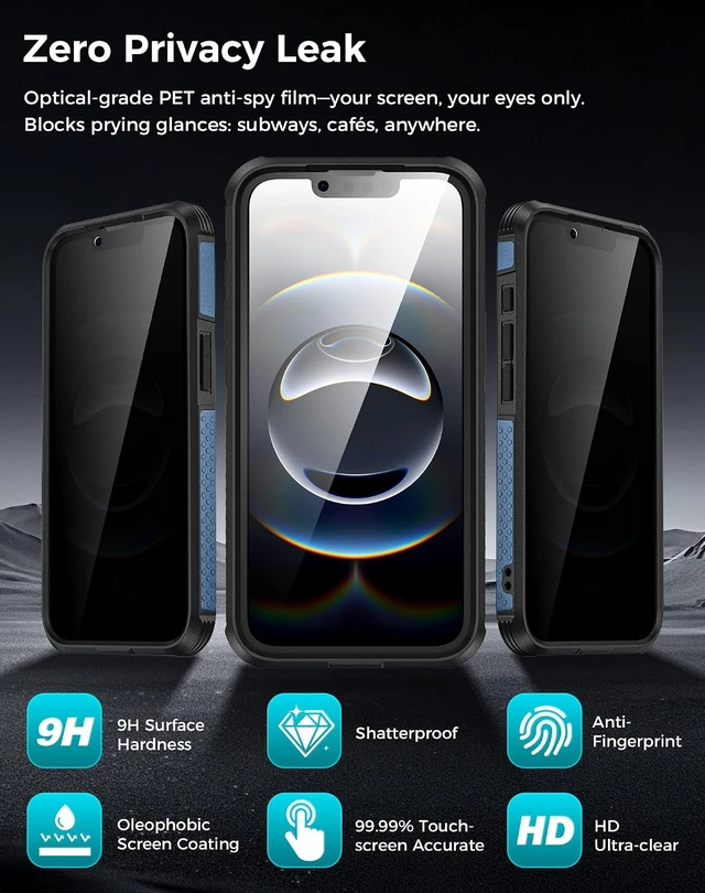 Alt view image 5 of 7 - for iPhone 17e/16e Case with Privacy Tempered Glass Screen Protector