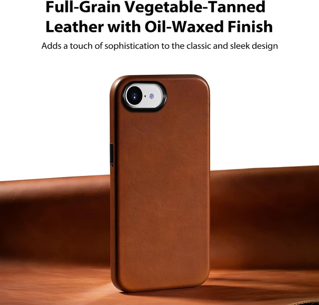 Alt view image 2 of 7 - Vegetable-Tanned Leather Case for iPhone 17e/16e Saddle Brown