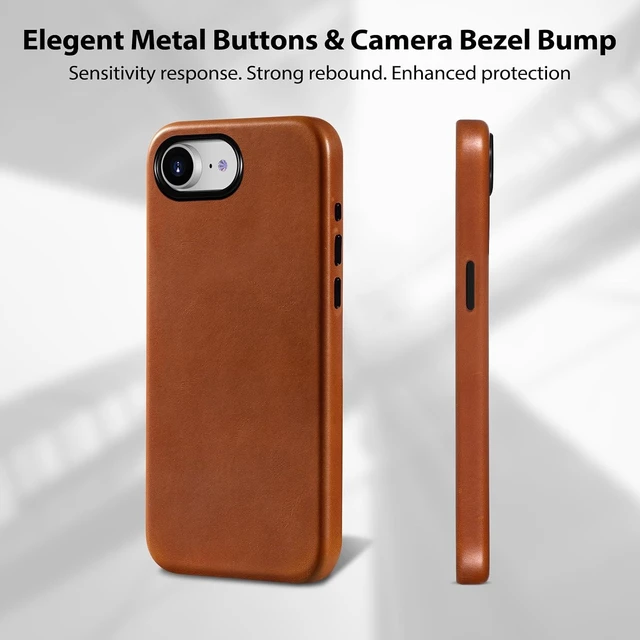 Alt view image 6 of 7 - Vegetable-Tanned Leather Case for iPhone 17e/16e Saddle Brown