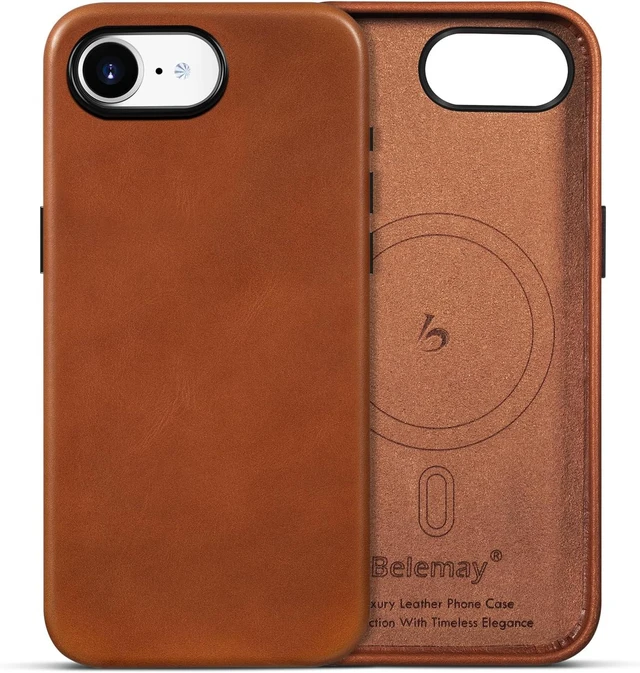 Main image of Vegetable-Tanned Leather Case for iPhone 17e/16e Saddle Brown