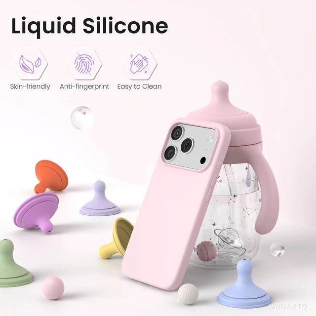 Alt view image 3 of 6 - for iPhone 17 Pro Case 6.3 Slim Liquid Silicone Chalk Pink