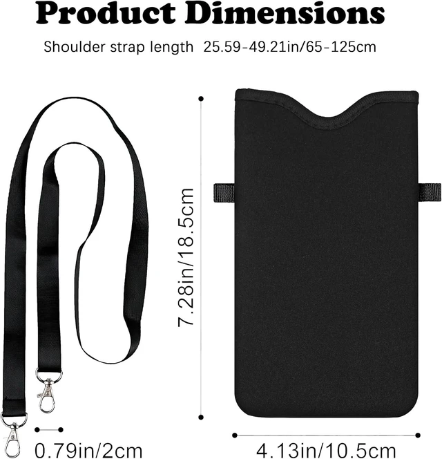 Alt view image 6 of 7 - HAQuke Men Women Phone Sleeve Pouch Case Bag with Crossbody Strap/Neck Lanyard for iPhone 17/16/15 Pro Max Air 16/15 Plus 16e Black
