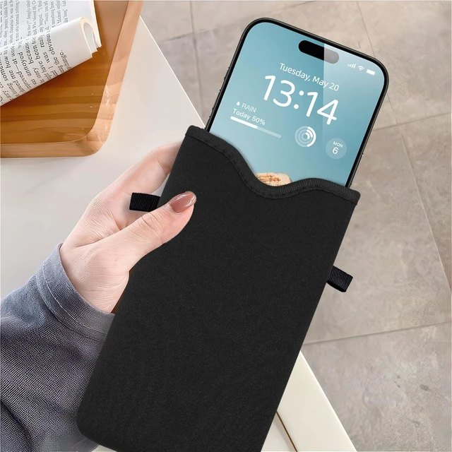 Alt view image 5 of 7 - HAQuke Men Women Phone Sleeve Pouch Case Bag with Crossbody Strap/Neck Lanyard for iPhone 17/16/15 Pro Max Air 16/15 Plus 16e Black