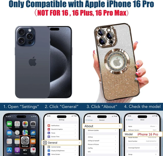 Alt view image 2 of 7 - for iPhone 16 Pro Magnetic Glitter Case Compatible with MagSafe Full Protection Slim Shockproof Anti-Scratch Case with Camera Lens Protector Logo View Dust-Proof Net for Women Gold