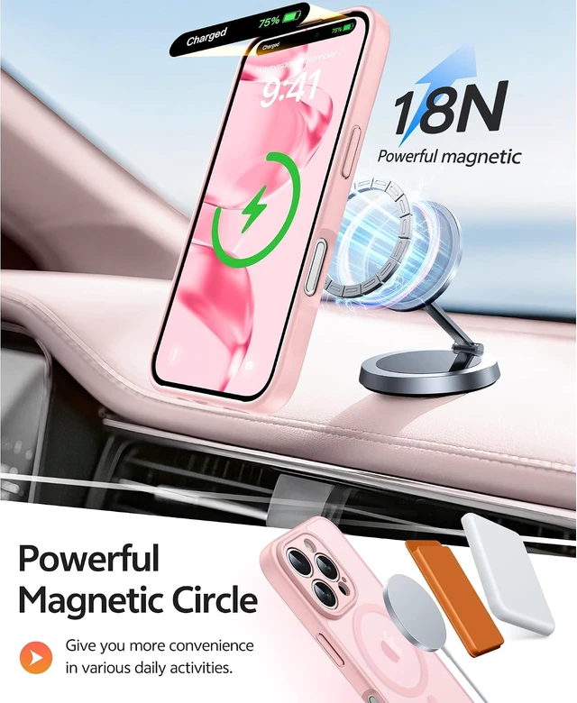 Alt view image 3 of 7 - for iPhone 16 Pro Case Fit for Magsafe Light Pink