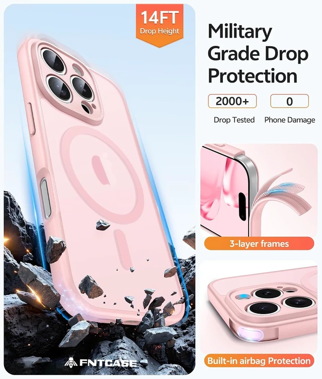Alt view image 5 of 7 - for iPhone 16 Pro Case Fit for Magsafe Light Pink