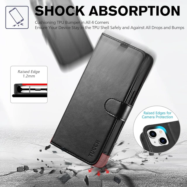 Alt view image 6 of 7 - Wallet Case for iPhone 14 (6.1) 2022 4 Card Holders Black