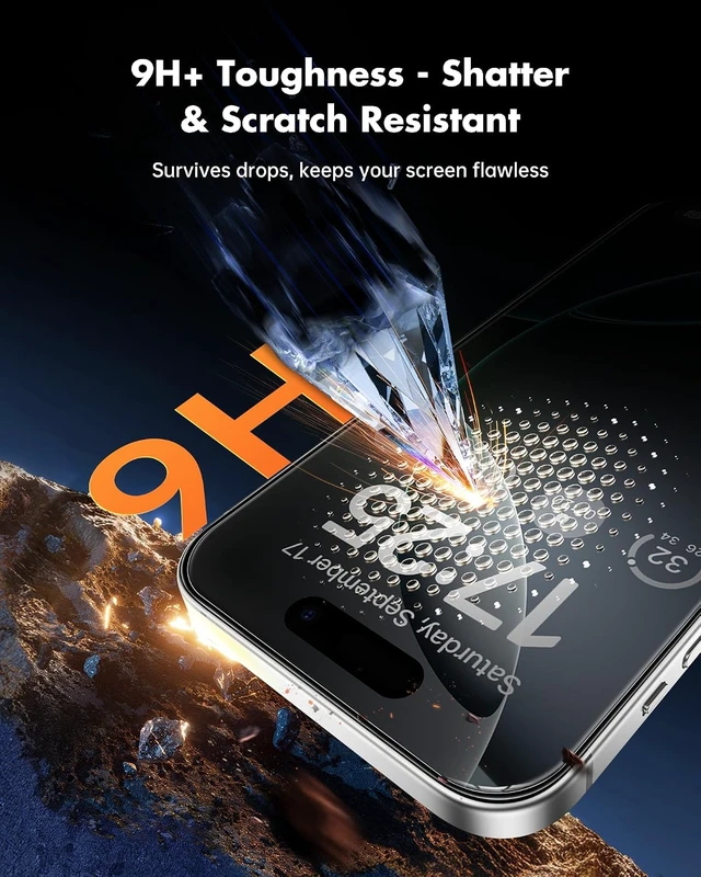 Alt view image 6 of 7 - iPhone 16 Pro Max Privacy Screen Protector + Camera Protector