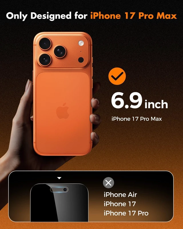 Alt view image 2 of 7 - for iPhone 17 Pro Max Privacy Screen Protector QuickSet Box