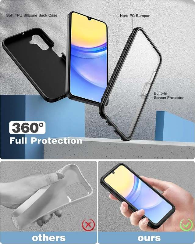 Alt view image 3 of 7 - for Galaxy A15 5G Phone Case Built-in Screen Protector