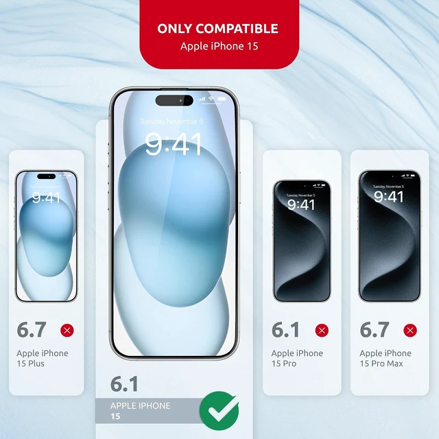 Alt view image 2 of 7 - Tempered Glass Screen Protector for iPhone 15 Full Edge-to-Edge Protection 9H Hardness Oleophobic Coating - Accessories For IPhone 15 Phone Protector with Applicator - Black Design