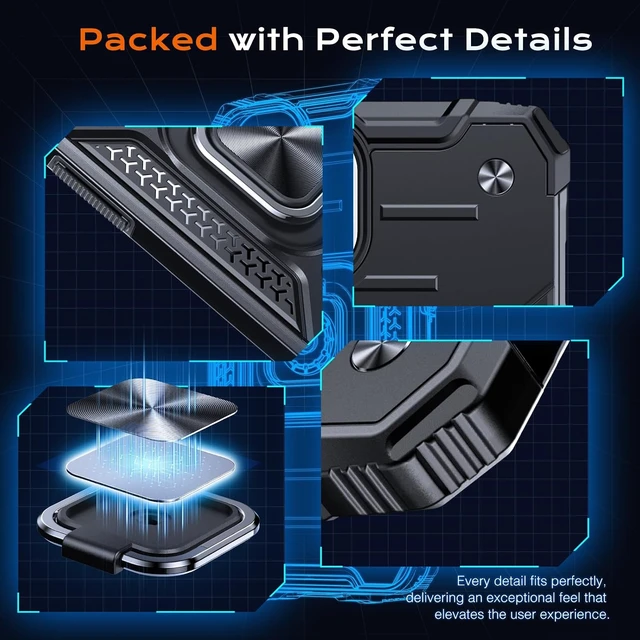 Alt view image 4 of 7 - Heavy Duty Case for iPhone 17e/16e Case with Enhanced Ring Holder Grip Stand Military Grade Shockproof Rugged Drop Protective Silicone Hard Slim iPhone 17e/16e Phone Case Cover Matte Black