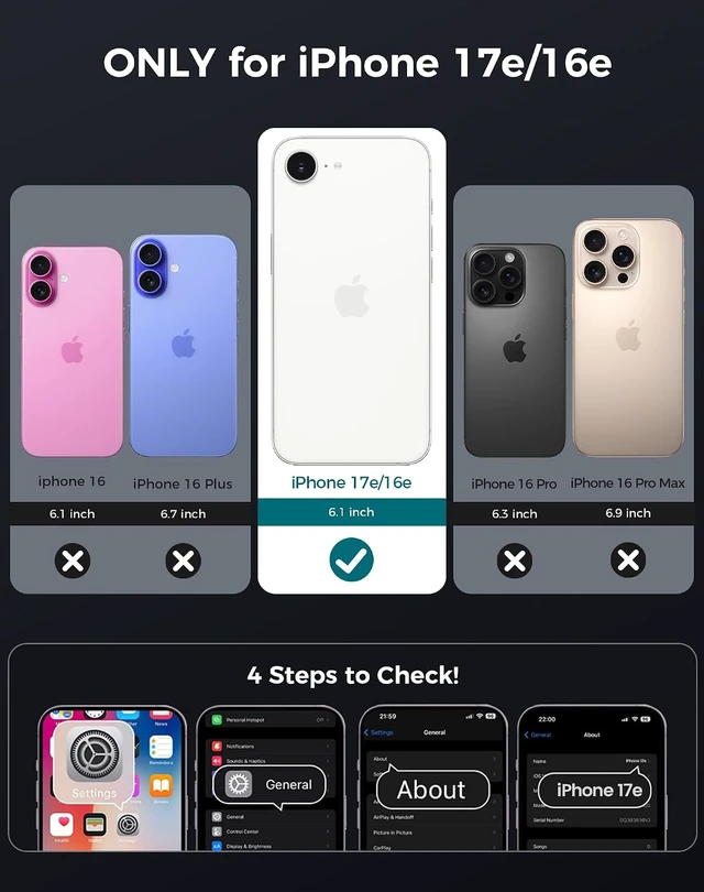 Alt view image 2 of 7 - for iPhone 17e/16e Case with Privacy Tempered Glass Screen Protector