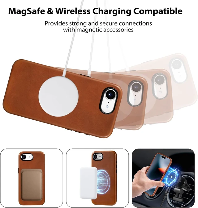 Alt view image 5 of 7 - Vegetable-Tanned Leather Case for iPhone 17e/16e Saddle Brown
