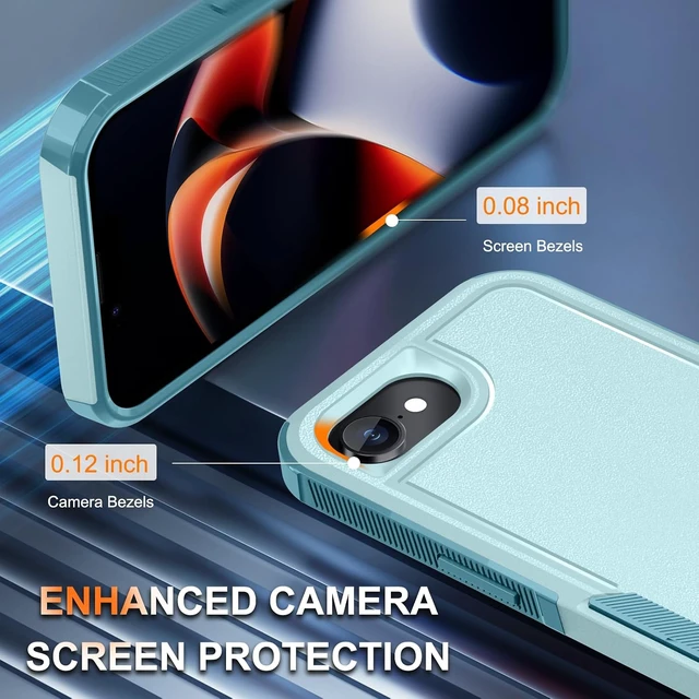 Alt view image 7 of 7 - for iPhone 16e Case & iPhone 17e Case with Screen Protector Military Grade Heavy Duty Shockproof Phone Cover with Wrist Lanyard Strap for iPhone 16e & iPhone 17e Mint Green