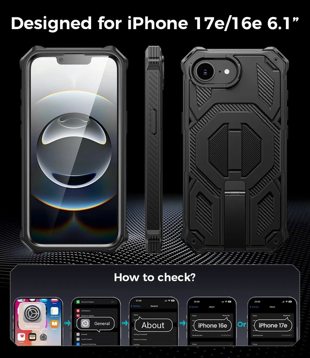Alt view image 2 of 7 - Magnetic for iPhone 17e Case/iPhone 16e Case with Screen Protector Black