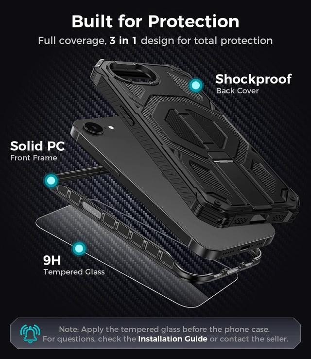 Alt view image 3 of 7 - Magnetic for iPhone 17e Case/iPhone 16e Case with Screen Protector Black