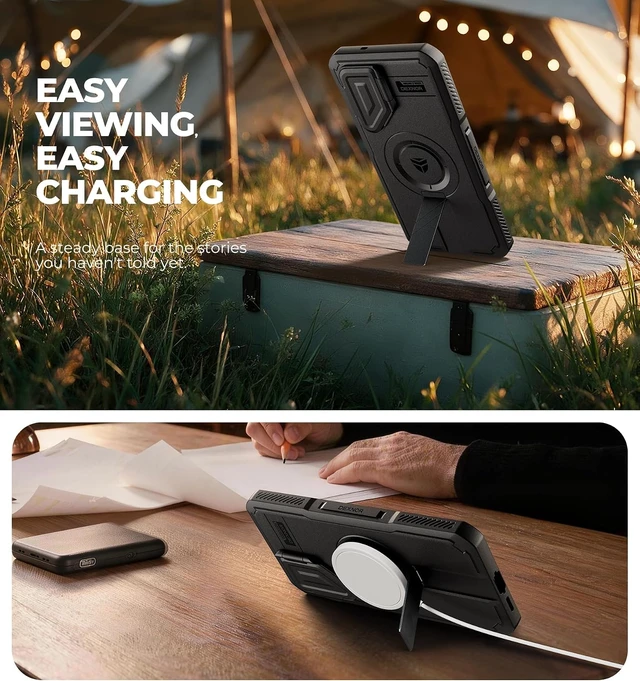 Alt view image 2 of 7 - for Galaxy S26 FE Case with Stand & Camera Cover & Screen Protector & 2 Front Frames Compatible with MagSafe Rugged Shockproof Bumper Cases Magnetic Protective Cover(2026) Black