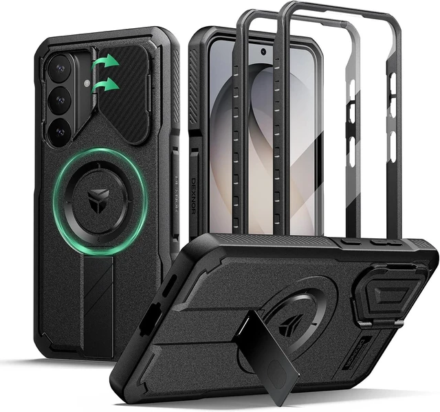 Main image of for Galaxy S26 FE Case with Stand & Camera Cover & Screen Protector & 2 Front Frames Compatible with MagSafe Rugged Shockproof Bumper Cases Magnetic Protective Cover(2026) Black