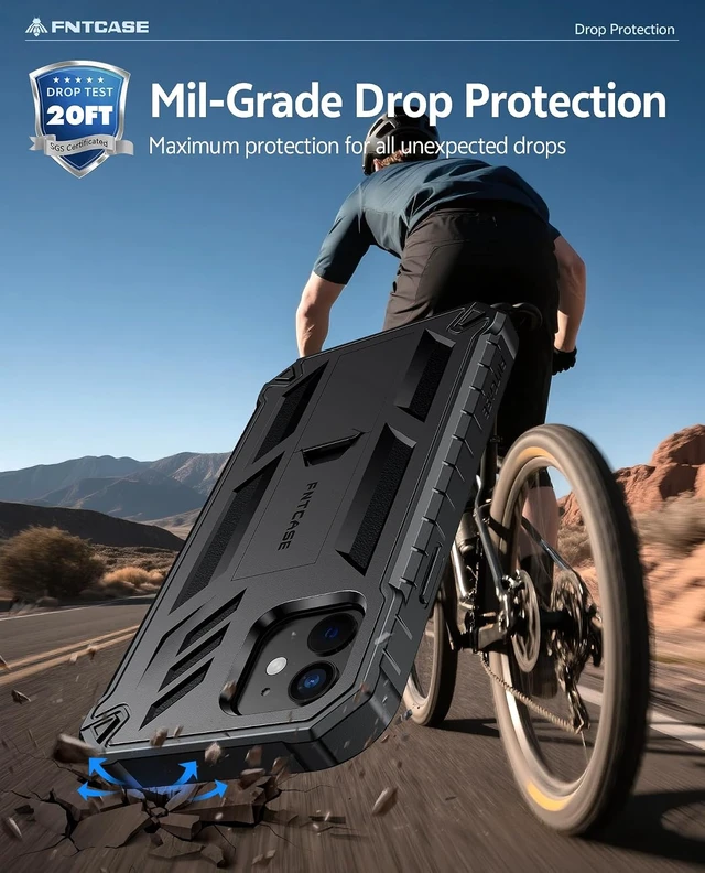 Alt view image 5 of 7 - for iPhone 12 Case with Built-in Screen Protector and Kickstand