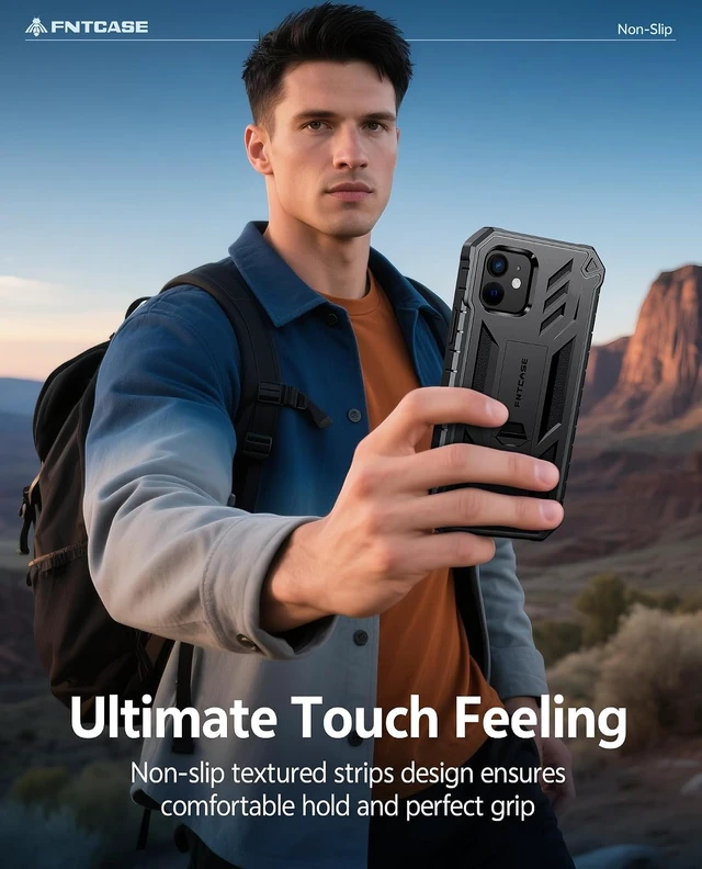 Alt view image 6 of 7 - for iPhone 12 Case with Built-in Screen Protector and Kickstand