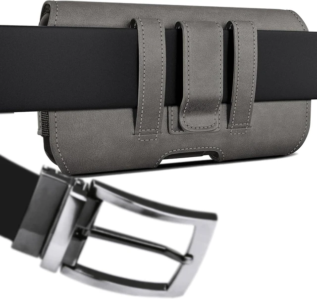 Alt view image 5 of 7 - Case for Galaxy A15 A25 A35 A54 5G A53 A52 A51 A50 A20 Note 20 10+ Note 9 8 XCover Pro S24 FE S23 FE Cell Phone Belt Holder Holster Clip Pouch Cover (Fits with Case) Pewter