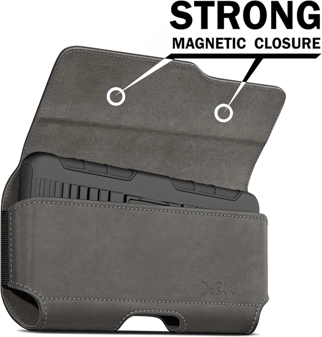 Alt view image 3 of 7 - Case for Galaxy A15 A25 A35 A54 5G A53 A52 A51 A50 A20 Note 20 10+ Note 9 8 XCover Pro S24 FE S23 FE Cell Phone Belt Holder Holster Clip Pouch Cover (Fits with Case) Pewter