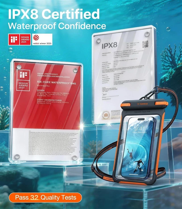 Alt view image 4 of 7 - IPX8 Waterproof Phone Pouch Floating Underwater Touch Screen Black