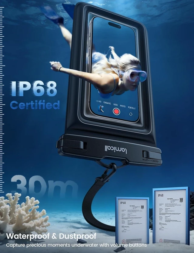 Alt view image 2 of 7 - IP68 Floating Waterproof Phone Pouch 2 Pack Waterproof Phone Case