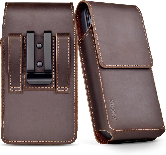 Main image of Leather Phone Holster for iPhone 17 16 15 14 13 12 Galaxy S25 S24 S23