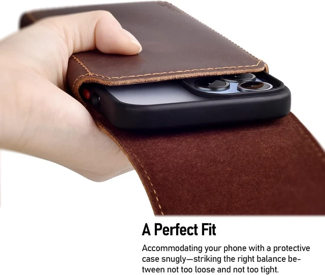 Alt view image 3 of 6 - Leather Phone Holster for iPhone 17 16 15 14 13 12 Galaxy S25 S24 S23