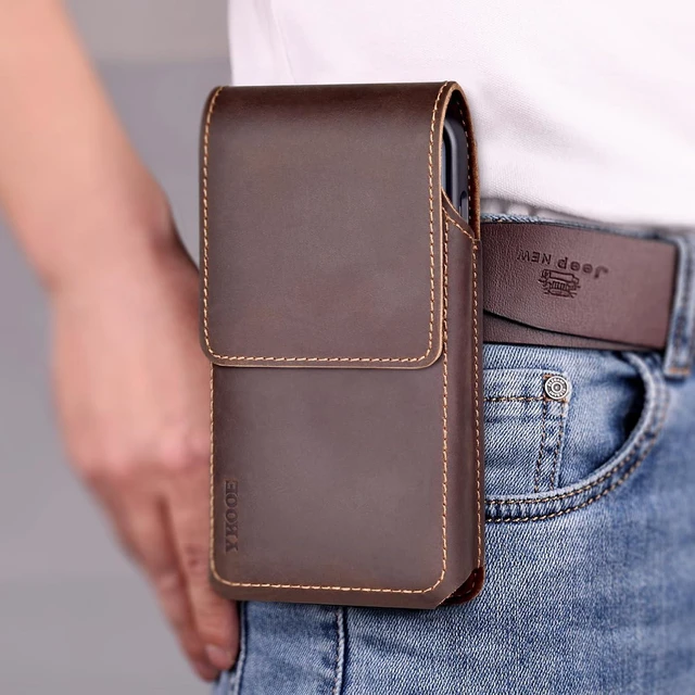 Alt view image 6 of 6 - Leather Phone Holster for iPhone 17 16 15 14 13 12 Galaxy S25 S24 S23