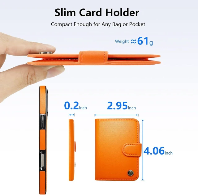 Alt view image 2 of 6 - for iPhone 18/17 Pro Max Detachable Magnetic Slim Wallet Case Orange