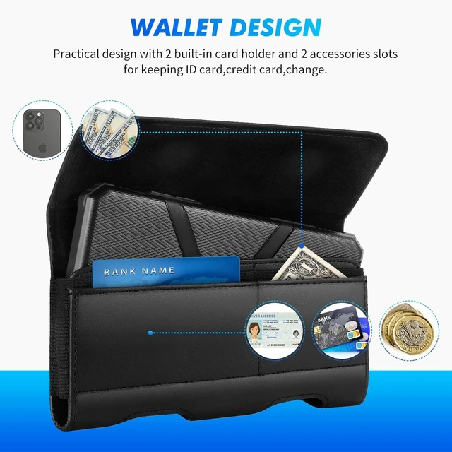 Alt view image 3 of 6 - Phone Holster for Galaxy A73 5G A72 A23 A54 A42 A14 A03 A04s F13 iPhone 17 Pro Max 16 Pro Max 15 Pro Max 15 Plus Xs Max Moto G14 Belt Clip Pouch Belt Holder Case (Fits w/Phone Case)