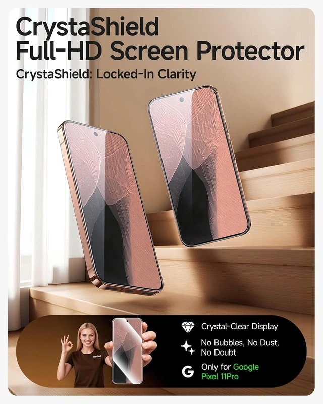 Alt view image 2 of 7 - 3 Pack Tempered Glass for Google Pixel 11 Pro Screen Protector