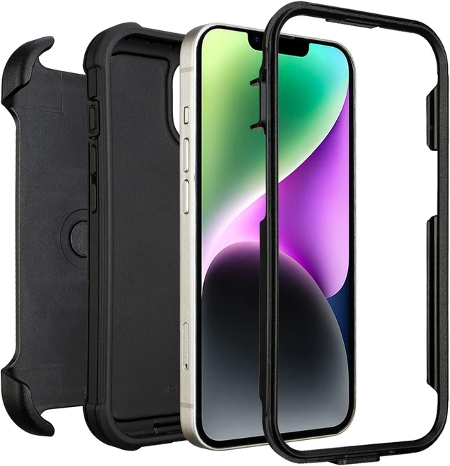 Alt view image 3 of 6 - for Defender Phone Case iPhone 14 Case with Clip Holster Work Outdoor Black