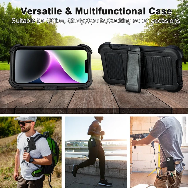 Alt view image 5 of 6 - for Defender Phone Case iPhone 14 Case with Clip Holster Work Outdoor Black