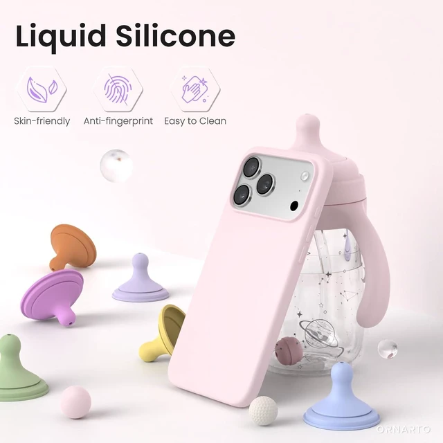 Alt view image 3 of 6 - for iPhone 18 Pro Case Slim Liquid Silicone Cover Chalk Pink