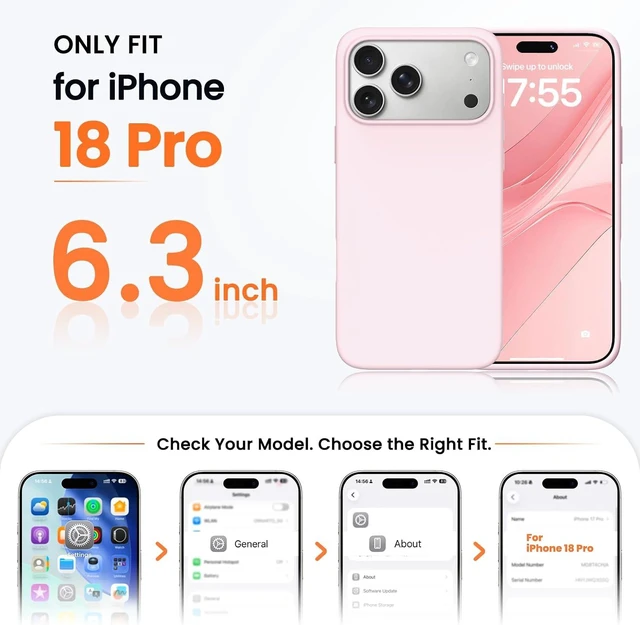 Alt view image 2 of 6 - for iPhone 18 Pro Case Slim Liquid Silicone Cover Chalk Pink