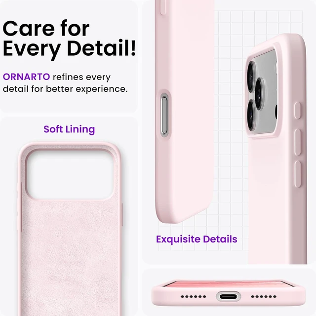 Alt view image 5 of 6 - for iPhone 18 Pro Case Slim Liquid Silicone Cover Chalk Pink