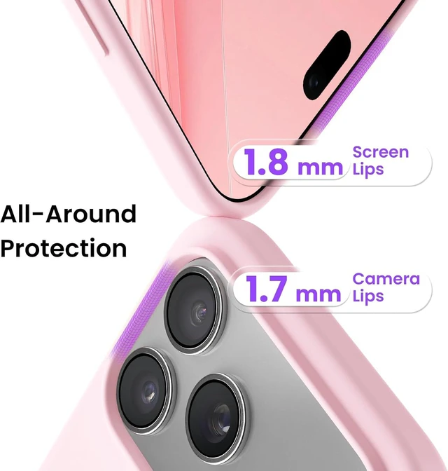 Alt view image 4 of 6 - for iPhone 18 Pro Case Slim Liquid Silicone Cover Chalk Pink