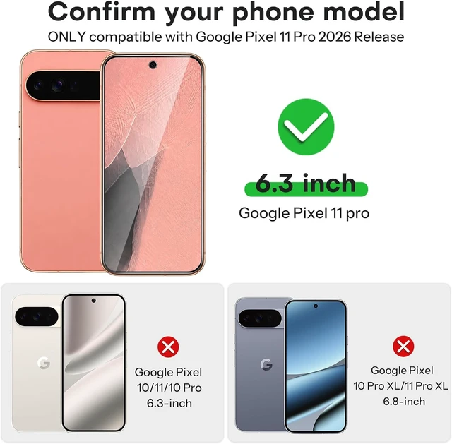 Alt view image 2 of 7 - 3+2 Pack for Google Pixel 11 Pro Screen Protector 6.3-inch